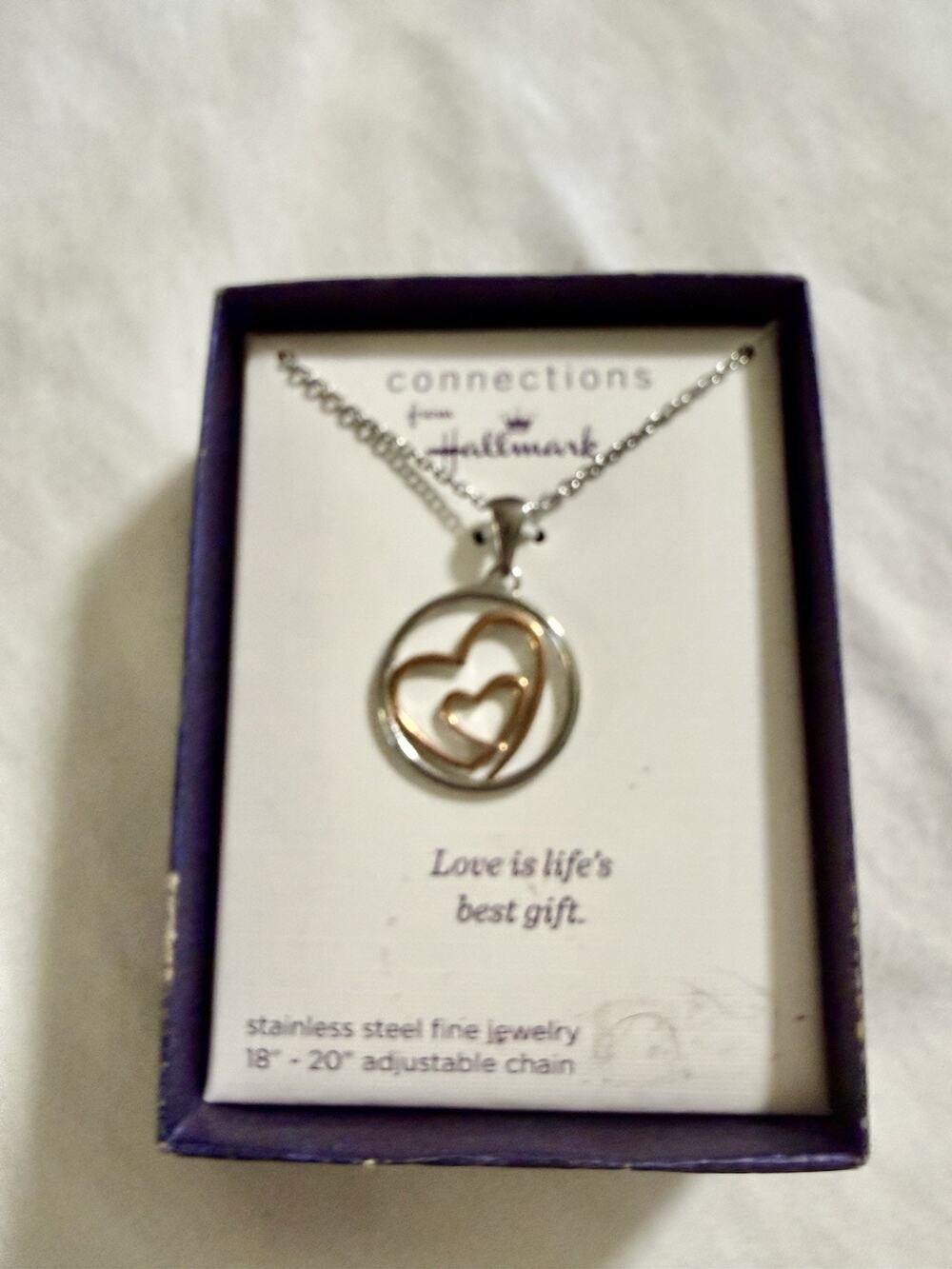 Connections From Hallmark Stainless Steel Heart Pendant Necklace Adjustable